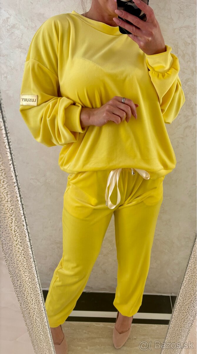 Damska talianska velurova suprava yellow - 9