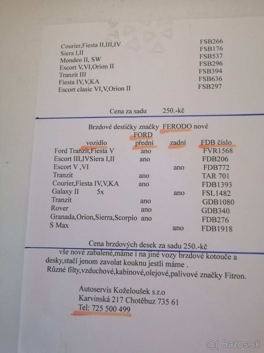 Brzdové kotouče, desky, obložení Ferodo - 9