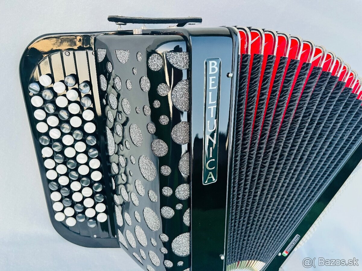 Predám nový akordeón Beltunica- chromaticky B Griff -72 BASO - 9