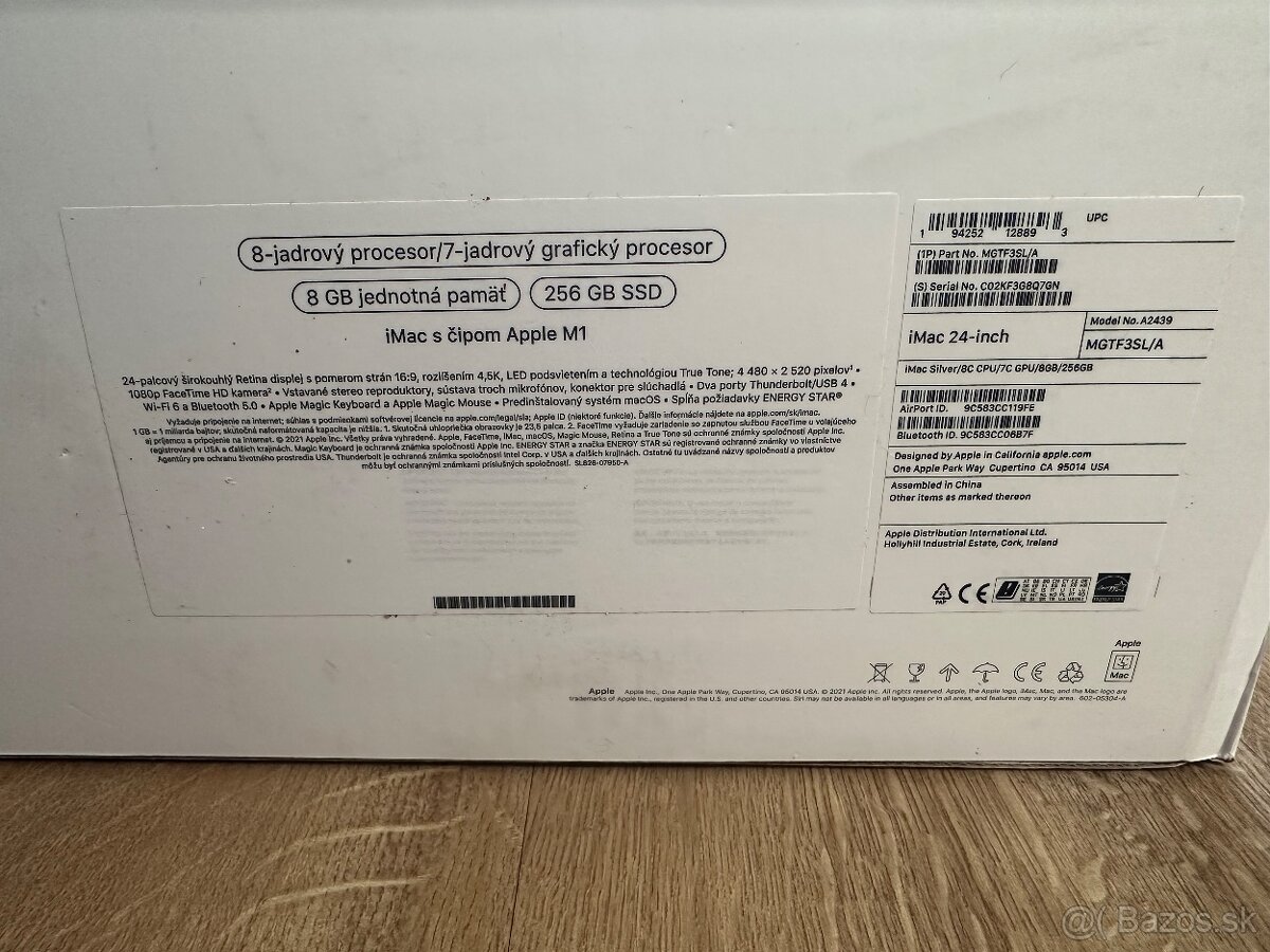 Apple Imac M1 2024 24”retina 4,5K 8GB RAM,256GB SSD - 9