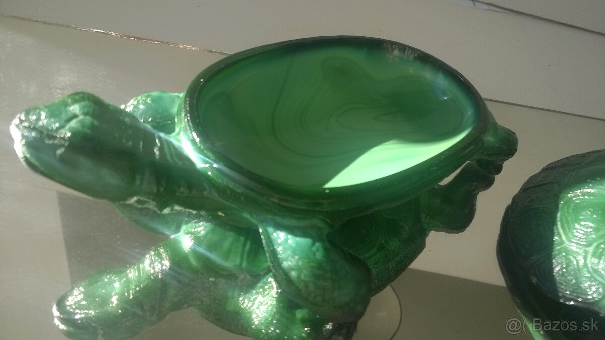 veľká korytnačka -malachitové sklo - 9