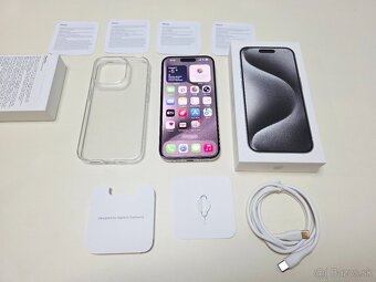 APPLE IPHONE 15 PRO 128GB WHITE TITANIUM, BATERKA 100% - 9