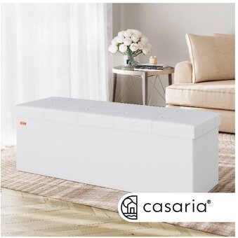 Úložná lavica s vekom 76-115 x 38 x38 cm - čierna biela sivá - 9