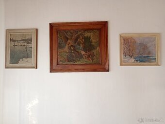 Obrazy, maľované, rám, starožitnosti - 9