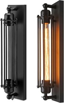 Černé nástěnné svítidlo ve vintage stylu - 9