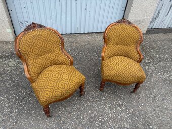 Dvě starožitné křesla historismus - 9