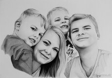Kresba - Kreslenie portrétov - Rodinný portrét, dvojica + - 9