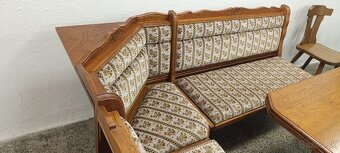 Rustikální jídelní kout, rohová lavice, stůl, křesla, židle - 9