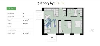 Na predaj 3-izbový byt s balkónom - D4 - 9
