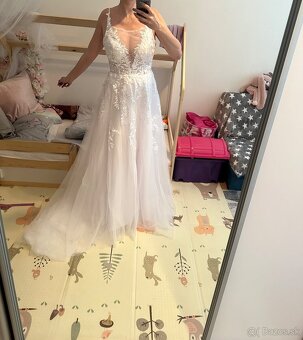 Krasne nové nenosené svadobné biele šaty na ramienka, 36 - 9