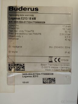 Predám elektrický kotol BUDERUS 18KW - 9