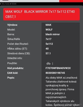 Alu disky MAK WOLF ( blackmirror) - 9