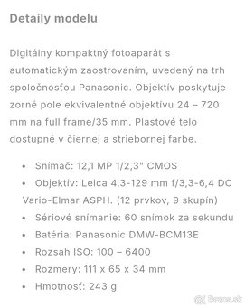 Digitálny fotoaparát PANASONIC DMC-TZ71 TOP STAV - 9