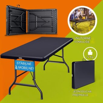 Skladací stôl antracit 183x75x73cm - 9