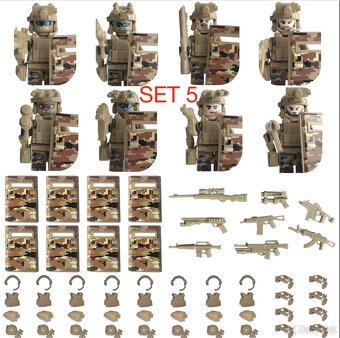 Rôzne sety vojakov 7 + doplnky - typ lego - nové - 9