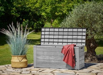 Záhradný úložný box na podušky 280 L sivý - 9