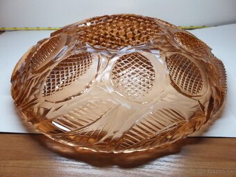 Bohatě broušená rosalinová velká mísa, váha 1713 g. - 9