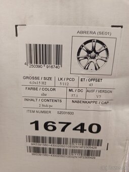 Alu Disky R15 5x112 Et43 6J Seat Škoda Audi Volkswagen - 9