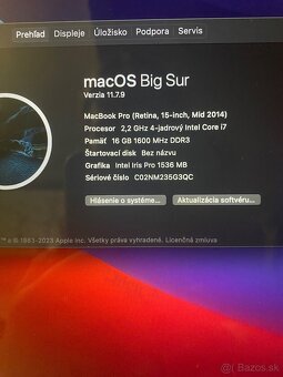 MacBook Pro 15inch 2014 / 16/256GB Silver TOP stav - 9