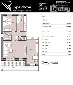Predám 3 izbový byt s terasou, č. IIB_10J, v novostavbe, Mar - 9