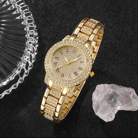 Zlaté dámske hodinky s náramkom , dámske zlaté hodink - 9