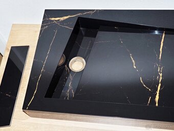 Čierne dizajnové umývadlo 80cm široké, umývadlo z dlažby - 9