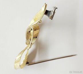 Krasna luxusna retro 18kt. zlata stužkova broš s diamantami - 9