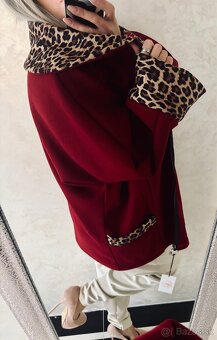 Damsky oversize kabatik bordo - 9