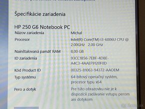 # # Notebook HP 250 G6 8GB RAM 256GB SSD i3 6th ## - 9