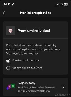 YouTube,Spotify PREMIUM individual 3/6/12 mesiacov alebo DUO - 9