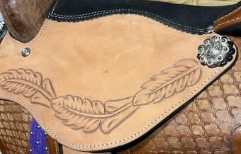 Westernový sedlový komplet hnědý barevný - 9