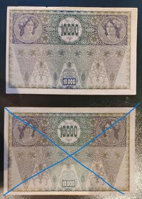Staré bankovky 10000 korun / kronen r.1918 3.verze I.vydání - 9