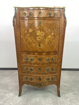 úzka intarzovaná komoda so šuplíkni Francúzkeho typu - 9