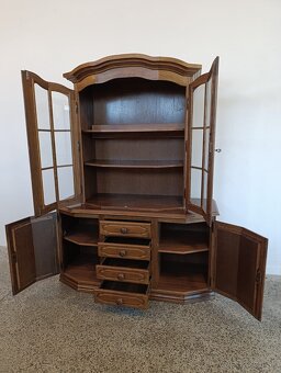 Rustikální příborník, kredenc, komoda + vitrína, masív - 9