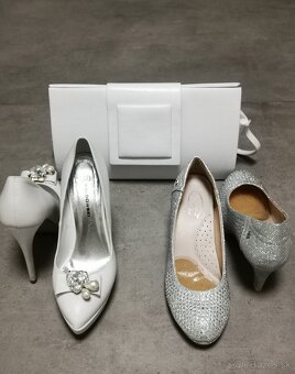 Biele a strieborné lodičky + kabelka - 9