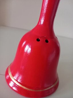 Starší vianočný zvonček, maľovaná keramika 12,5x8 cm - 9