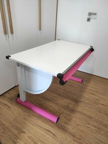 Polohovateľný kovový stôl - zelený a ružový - 9