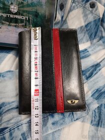 Čierno-červená PETERSON kožená peňaženka - 9