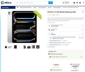 ⭐️ Apple iPad Pro 13" M4, 256GB, ako nový- 1 cyklus batérie - 9