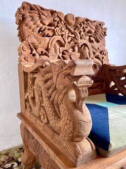 Veľky vyzrezávany set z tíkového dreva, dovezený z Ázie - 9