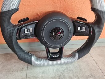 VOLANT VOLKSWAGEN R LINE GTI - KOZA / BIELY KARBON / BORDOVY - 9