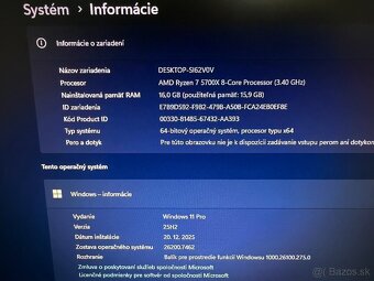 PREDÁM HERNÝ PC - R7 5700X,RTX 3070 8GB,16GB DDR4,500GB SSD - 9