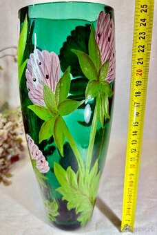 Secesna sklenená malovana vaza - 9
