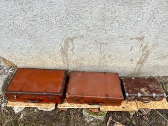 Starožitný starý retro cestovný kufor - 2ks - 9