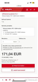 Hilti - VŔTACIE KLADIVO TE 1 - SDS Plus - nová, nepoužitá - 9