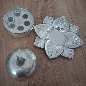 Starožitný set na štamperlíky - Sandrik jablko z alpaky - 9