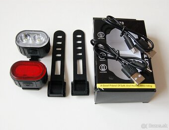 Mini LED bike svetlá predné + zadné, 10 režimov, micro USB - 9