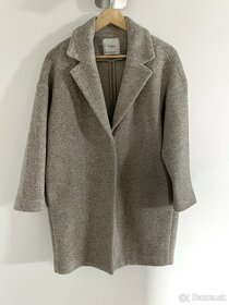Mango Oversized béžový dámsky kabát strih coccoon XS 34 - 9