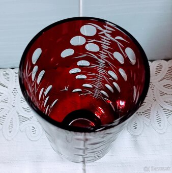 Krištáľ - rubínová karafa , poháre, vázy - 9