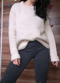 Vlnený huňatý bledý sveter ZARA, M-L, nový - 9